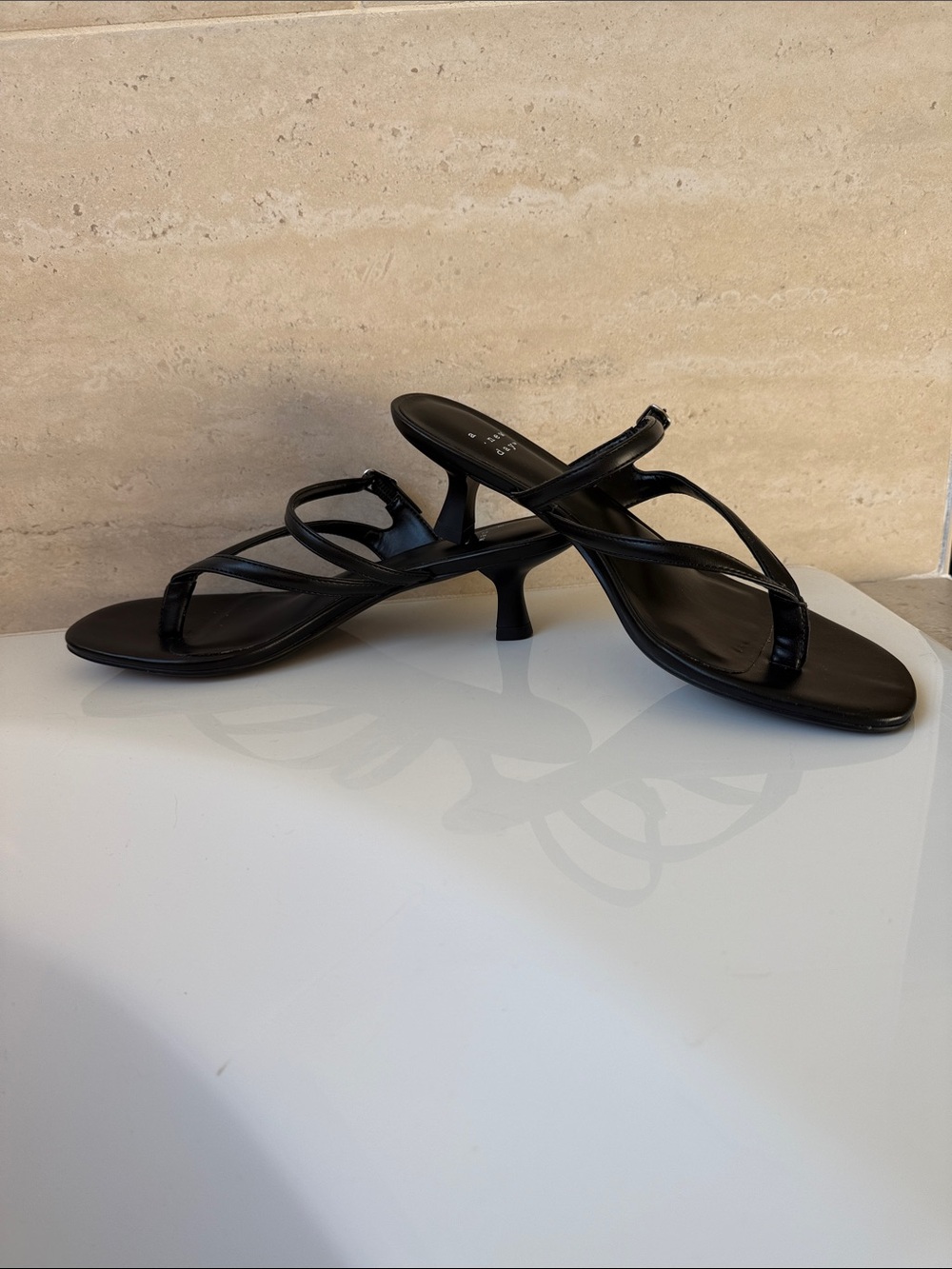 a new day Black Strappy Mid-Kitten Heel Sandals